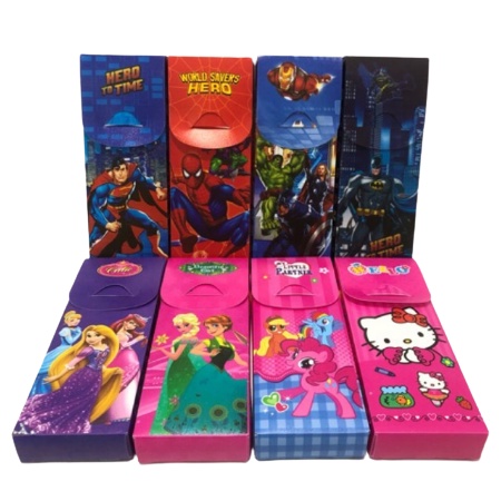TERMURAH KOTAK PENSIL RAKIT / LIPAT FREE PLASTIK TEMPAT PENSIL SOUVENIR ULANG TAHUN KARAKTER-1