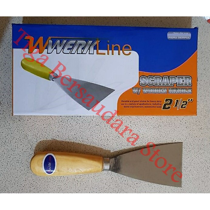 Harga Gila Kapi / Kape Tukang / Scraper / Pisau Dempul Gagang Kayu 2,5" Werkline N7XnBNU1RLjDM