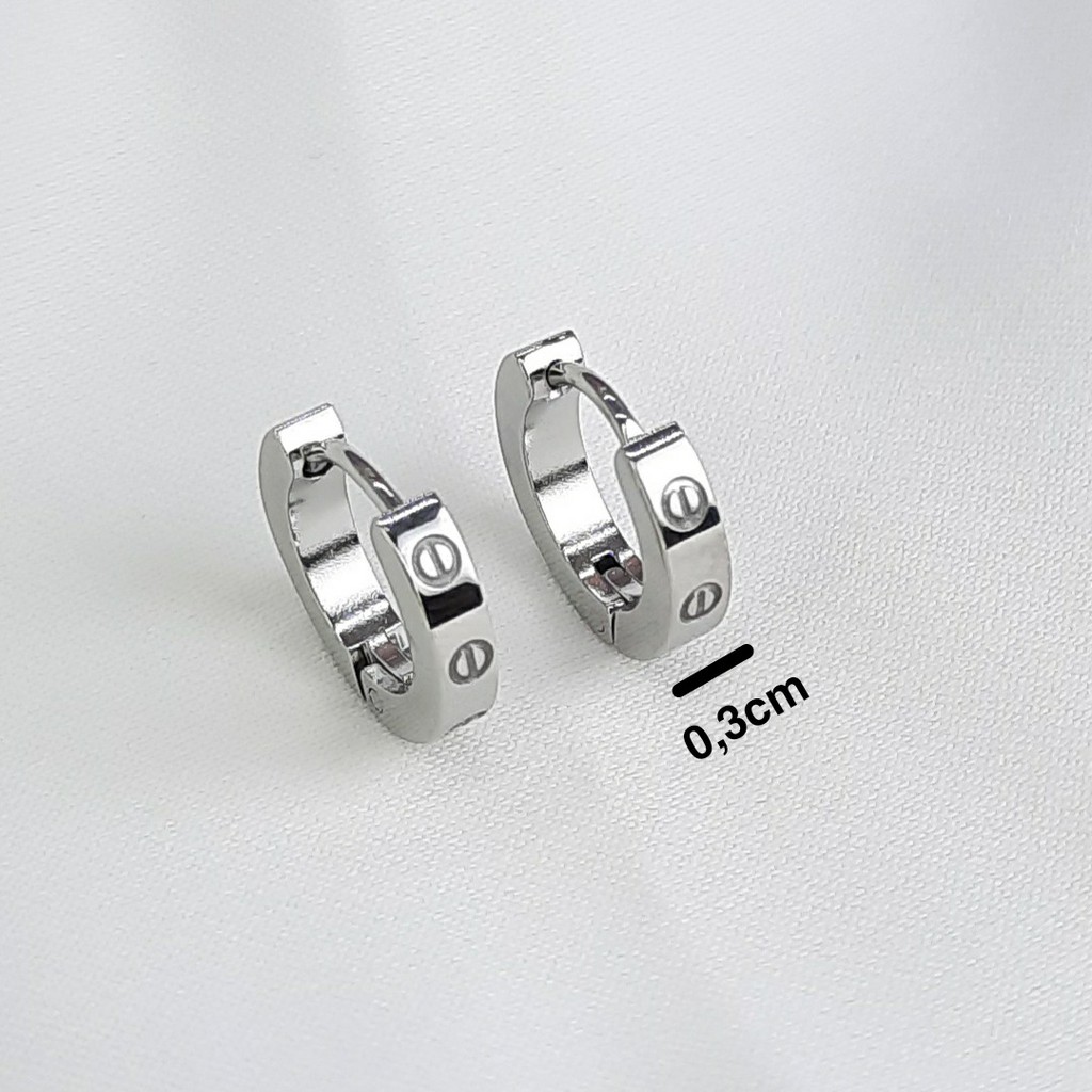 Anting Jepit Titanium  C4tier Polos Dengan Lebar 0,3 cm Untuk Wanita dan Laki-Laki
