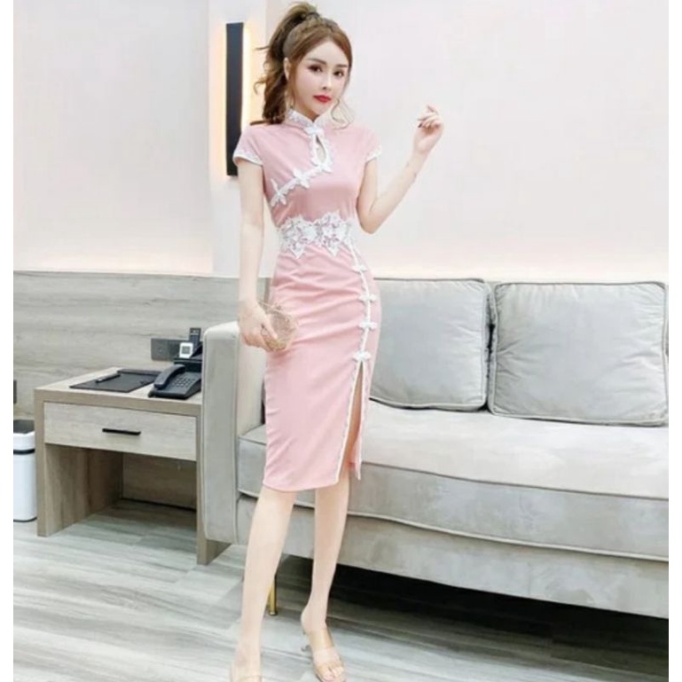 MDLV ~ 0984 Glaiola Cheongsam Dress Premium Women Chinese New Year Dress Women Dress Sincia Dress Imlek Fashion Import