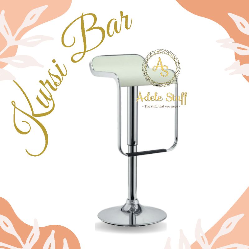 Kursi Bar Hidrolis IMPORT / Kursi Cafe / BarStool kotak-Putih