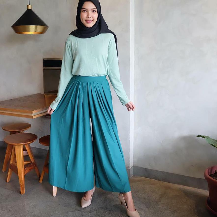 HYB Celana kulot panjang / Celana kulot wanita / kulot jumbo jersey / kulot rempel / Kulot wanita Je