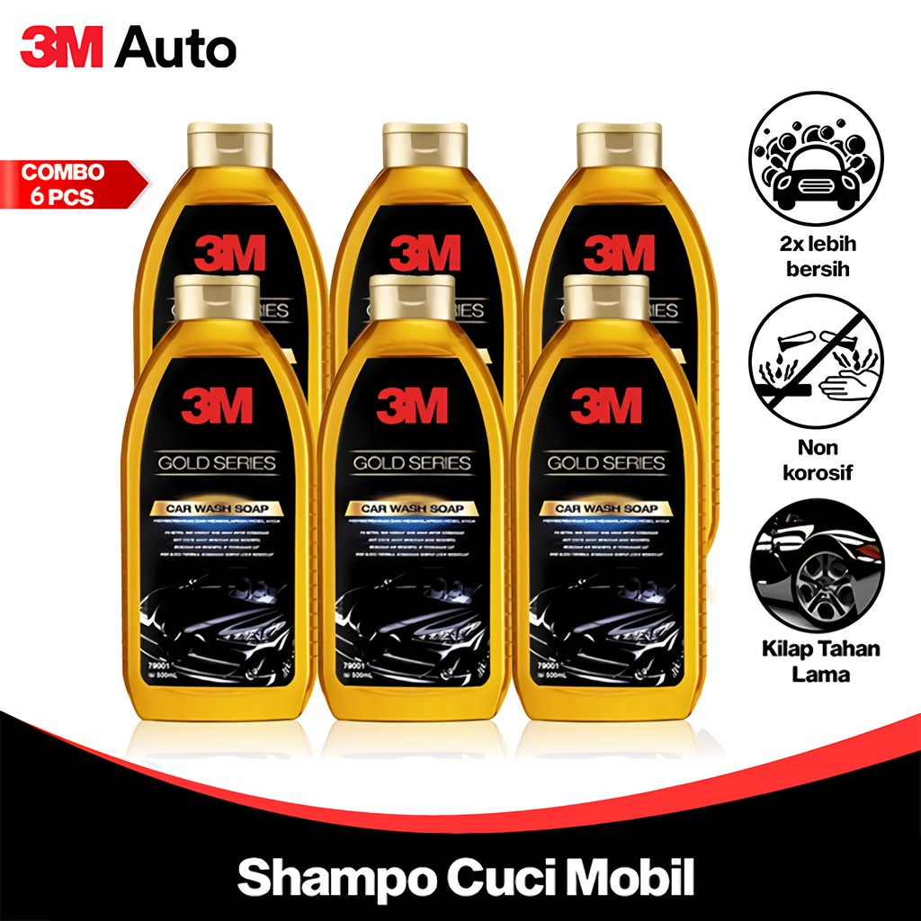 3M Auto Sabun Pencuci Mobil COMBO 6 Pcs Gold Series Car Wash Soap Shampoo Non Korosif CMB06-3M-79001