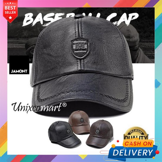 Topi Baseball Pria Wanita Bordir Jamont M Logo Topi Baseball Hat Casual Sport Pria Wanita Pu Leather