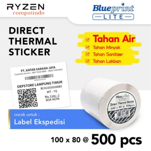 

Direct Thermal Sticker Label Ekspedisi BLUEPRINT Lite 100x80 mm 500Pcs