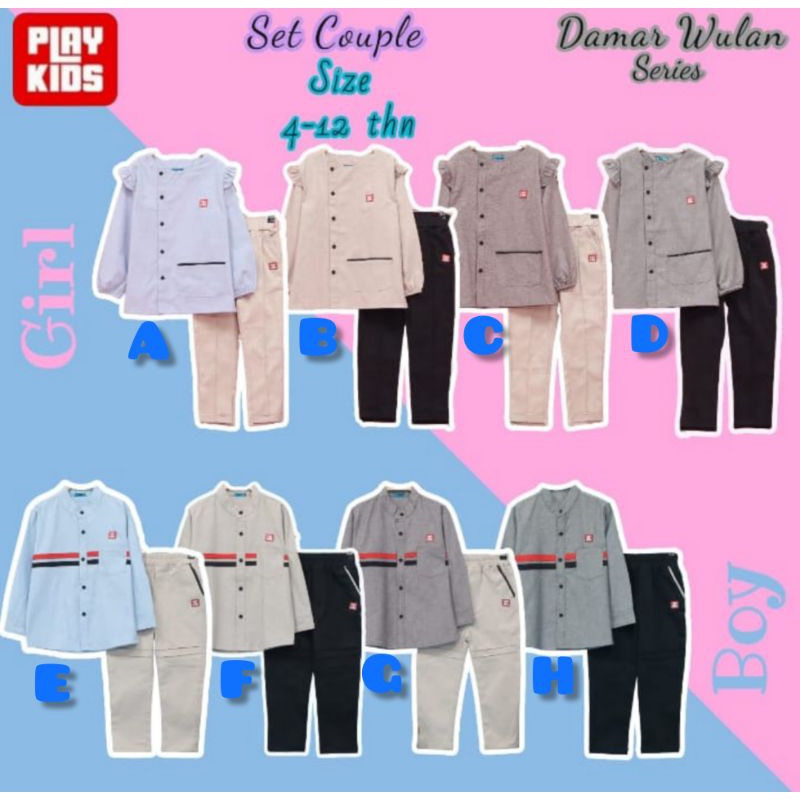 Setelan Kemeja Couple Damar Wulan / Setelan Kemeja Anak Laki laki / Setelan Kemeja Anak Perempuan by