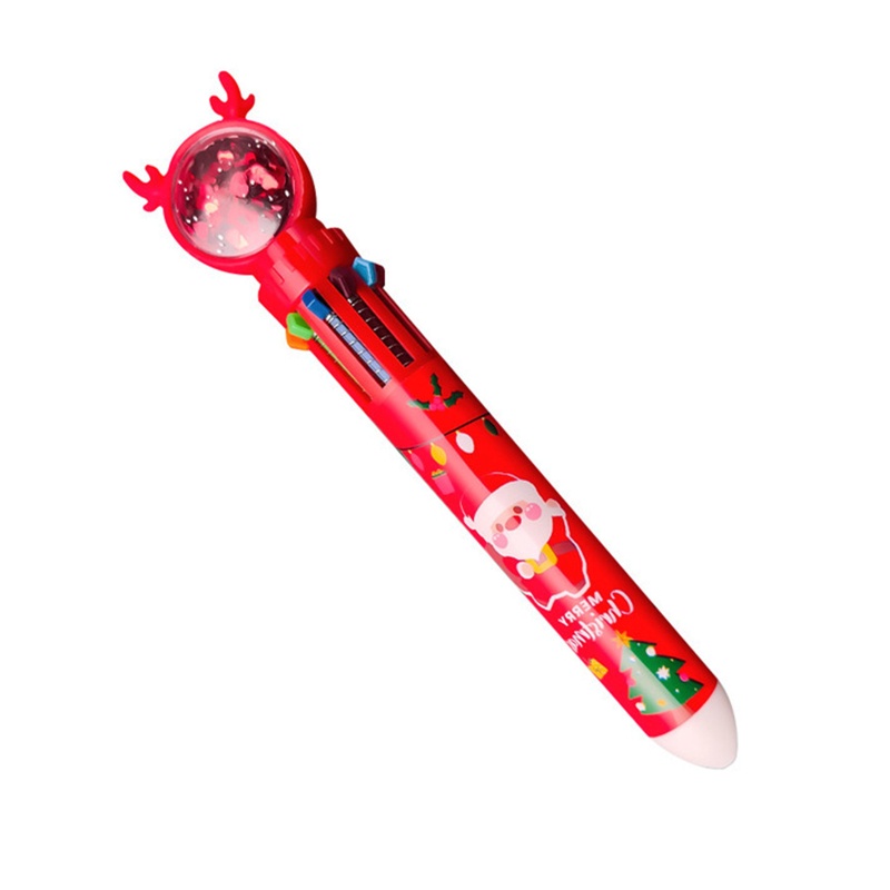 Zzz 4 Pcs Pulpen Rollerball 10 In 1 Retractable Motif Natal Untuk Sekolah