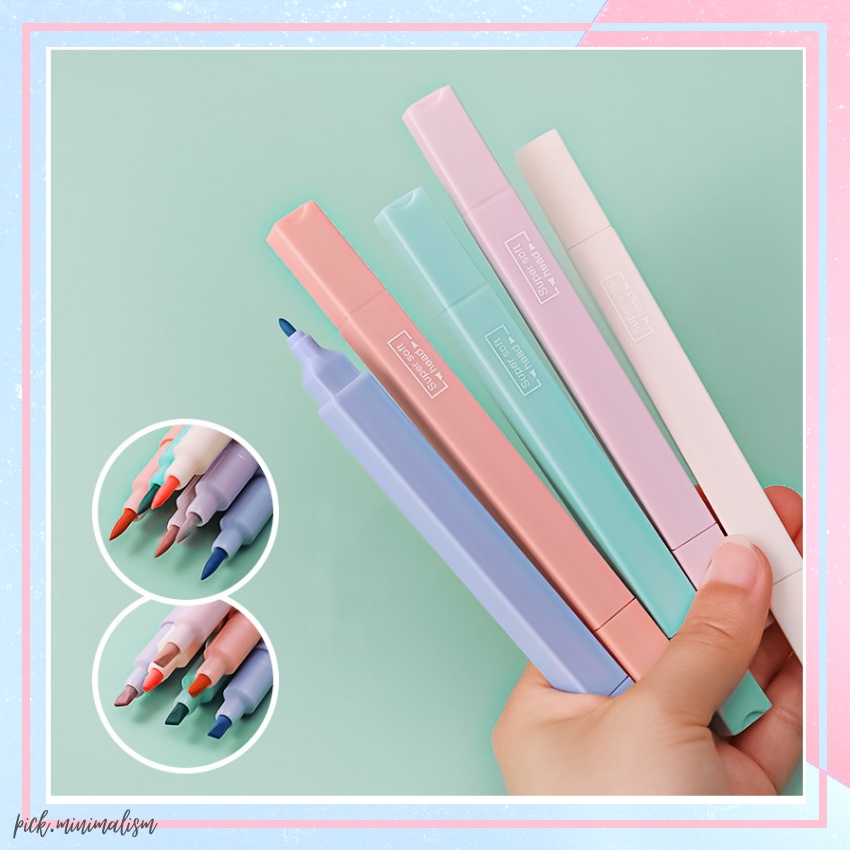 

1Set Stabilo Highlighter Soft Pastel 2in1 2 Sisi Double Side Two head Spidol Warna