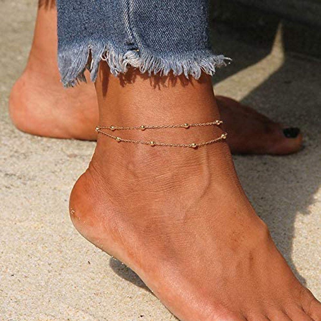 R-flower Anklet Untuk Wanita Sandal Gaya Boho Musim Panas Gelang Kaki Perak