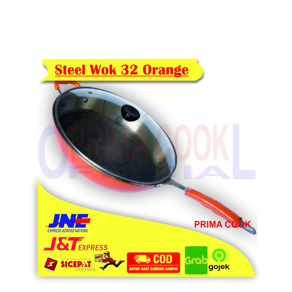 PRIMA COOK - Steel Wok 32 Orange