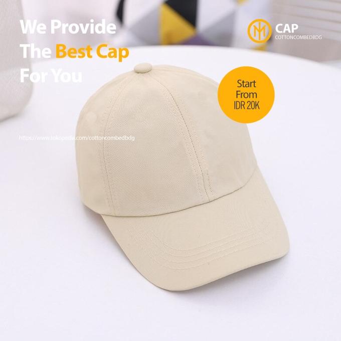 [[COD]] (TOPI POLOS) BASEBALL CAP WARNA WHITE CREAM BAHAN TWILL PREMIUM BERKUALITAS Kode 523