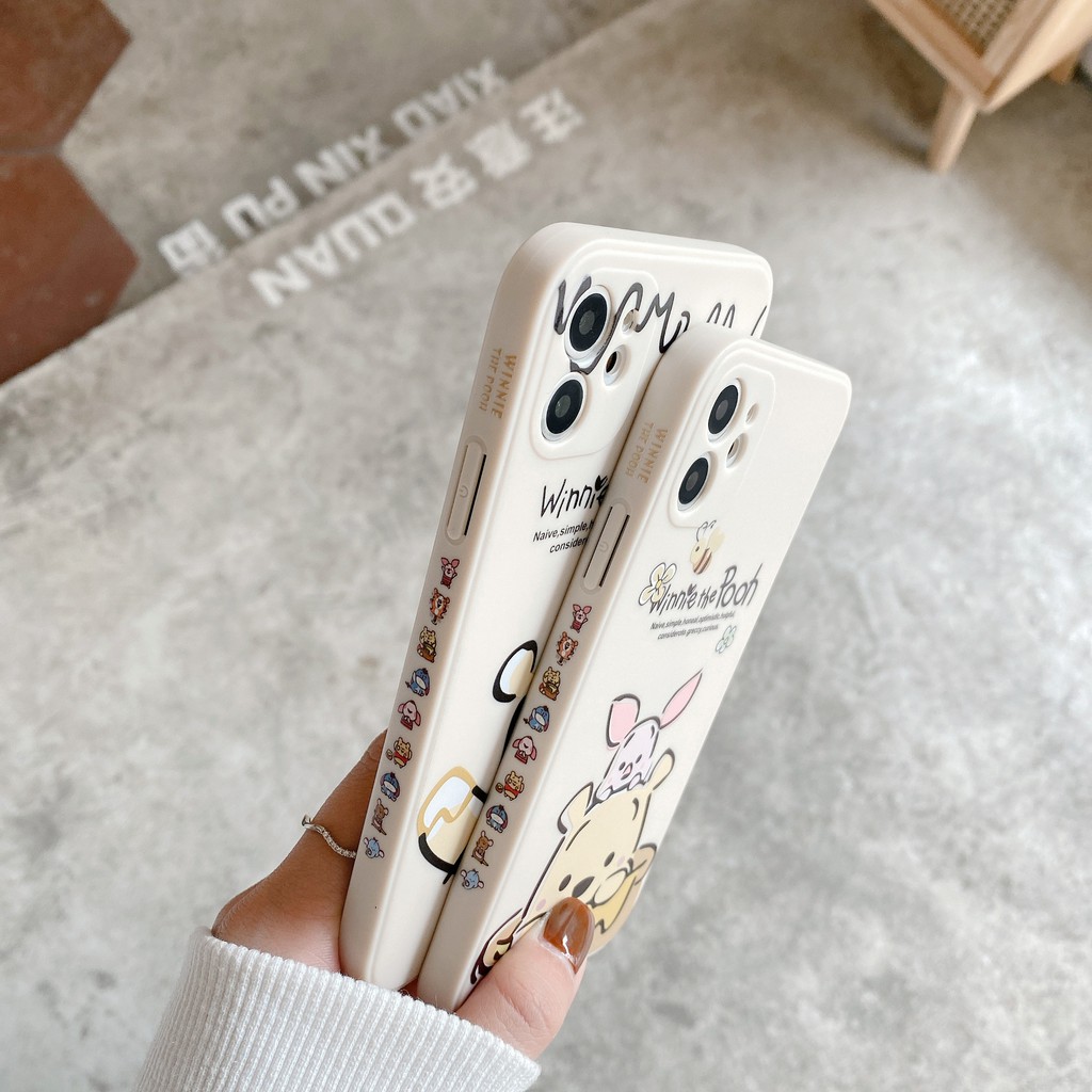 Side pattern case iphone 12 pro max 11 pro max Pooh soft shell iphone XR X/Xs max 7/8/SE2020 7plus/8plus lens protection Capa para iPhone