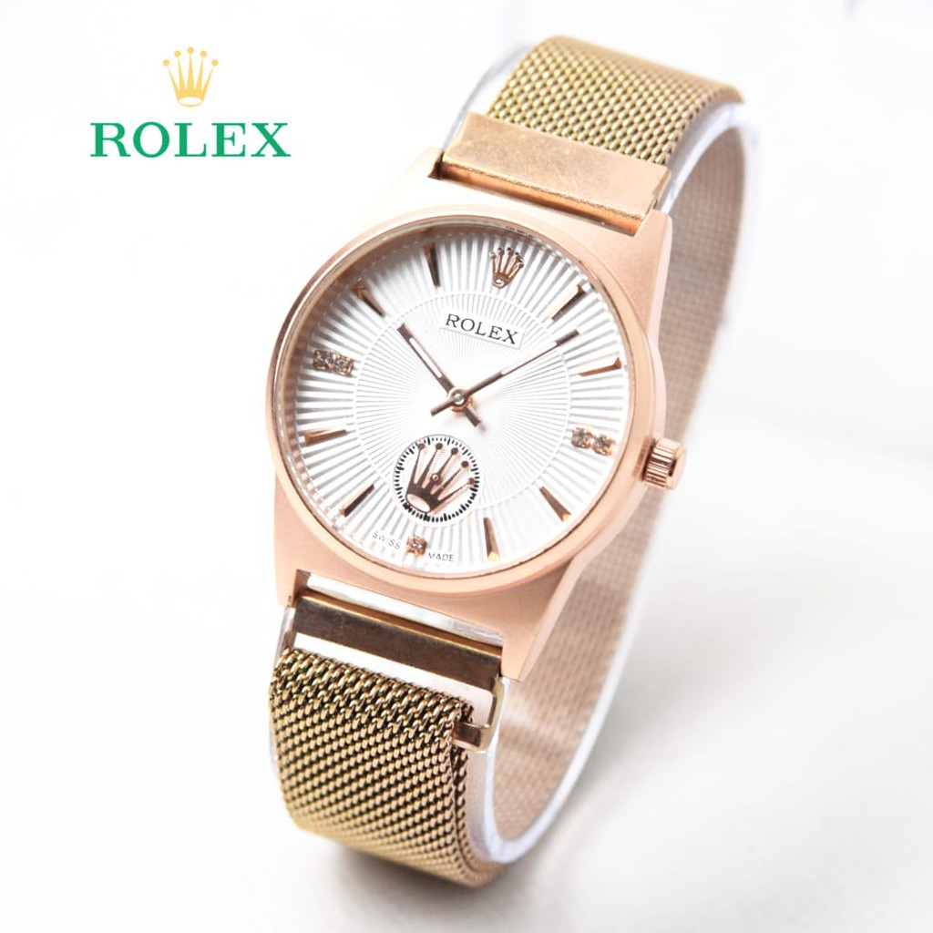 JAM TANGAN WANITA ROLEX_RX82 TALI RANTAI PASIR ANTI AIR ANTI KARAT ARLOJI ANALOG MURAH  BERKUALITAS