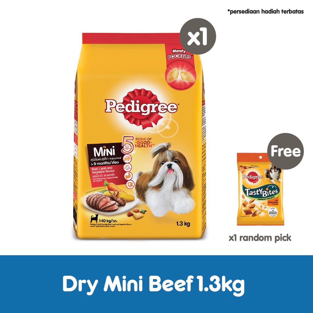 PEDIGREE® Makanan Anjing Kering Ras Mini 1.3 Kg-Beef Lamb & Veg
