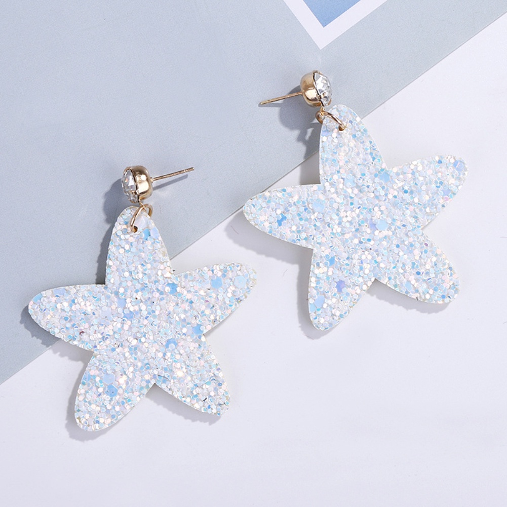 Hu Hu Hu Hu Hu Alat Bantu Pasang Kacamata♡ Anting Tusuk Gantung Wanita Desain Bintang Hias Sequin Untuk Hadiah Ulang Tahun