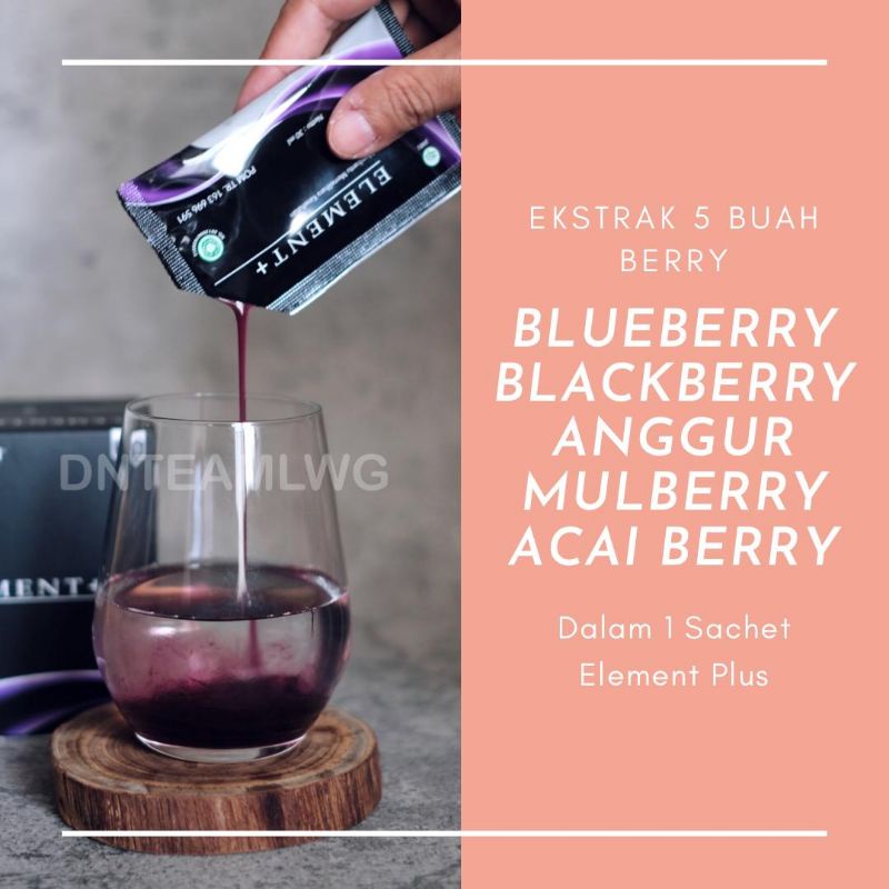 ELEMENT PLUS LWG 15 Sachet, ANTIOKSIDAN ANTI AGING KOLAGEN BUAH BERRY