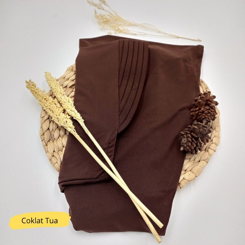 Bergo Sport Pendek Bahan Jersey / Hijab Olahraga Olah Raga Anak dan Dewasa / Jilbab Premium Murah Viral AS DIANDRA-Coklat Tua