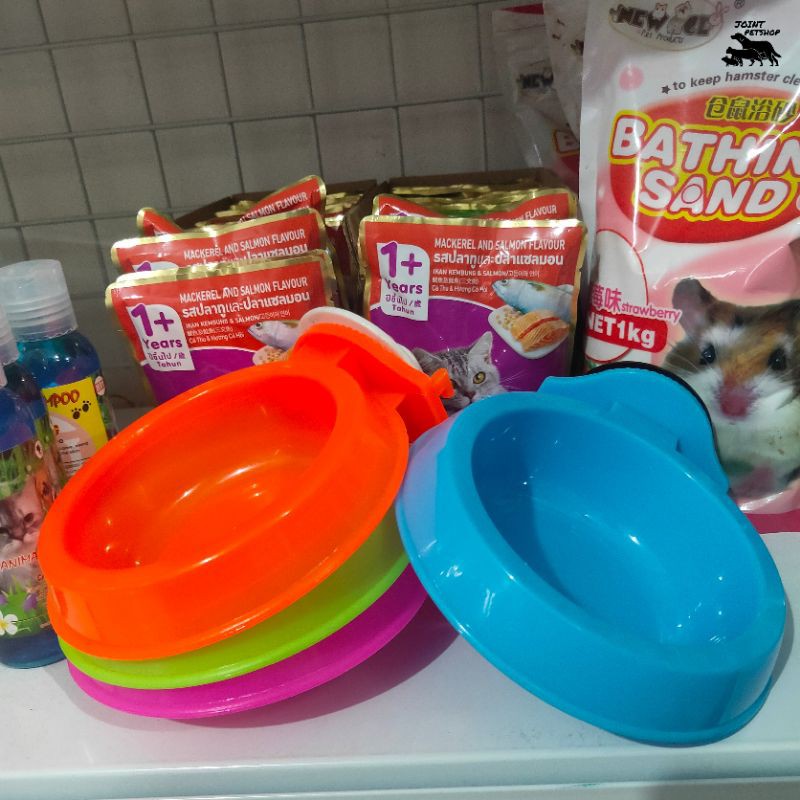Pet Disk Kecil Tempat Makan Minum Gantung Kucing Anjing