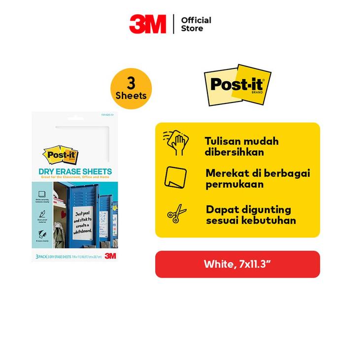

TERLARIS Post-it 3M Papan Tulis Lembaran / Dry Erase Surface Sheets 7 x 11.3"/PULPEN GEL/PULPEN LUCU/PULPEN 1 PACK/PENSIL WARNA/PENSIL 2B/PENGHAPUS JOYKO/PENGHAPUS LUCU/RAUTAN PENSIL PUTAR/RAUTAN ELEKTRIK/SPIDOL WARNA/SPIDOL PERMANEN/SPIDOL
