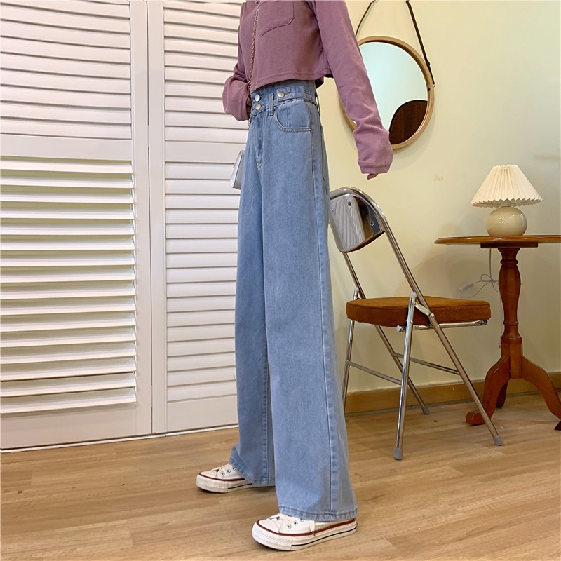 Celana Panjang Jeans Wanita Kekinian Loose Korean Style High Waist Boyfriend Jeans