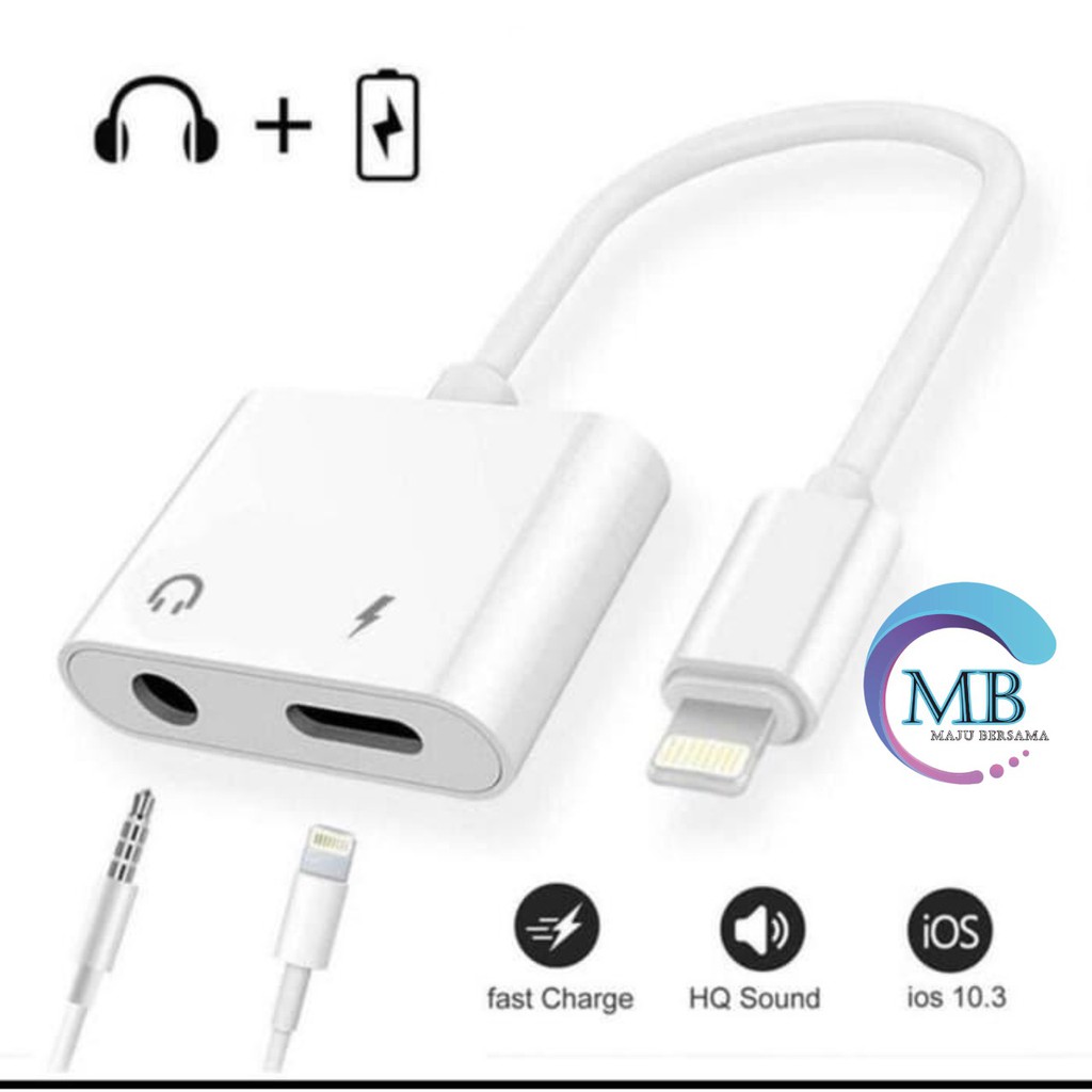 J009 dual converter spilter iPhone ligthing to jack audio 3.5MM 7 7+ 8+ x xr xs Max 11 pro Max MB491