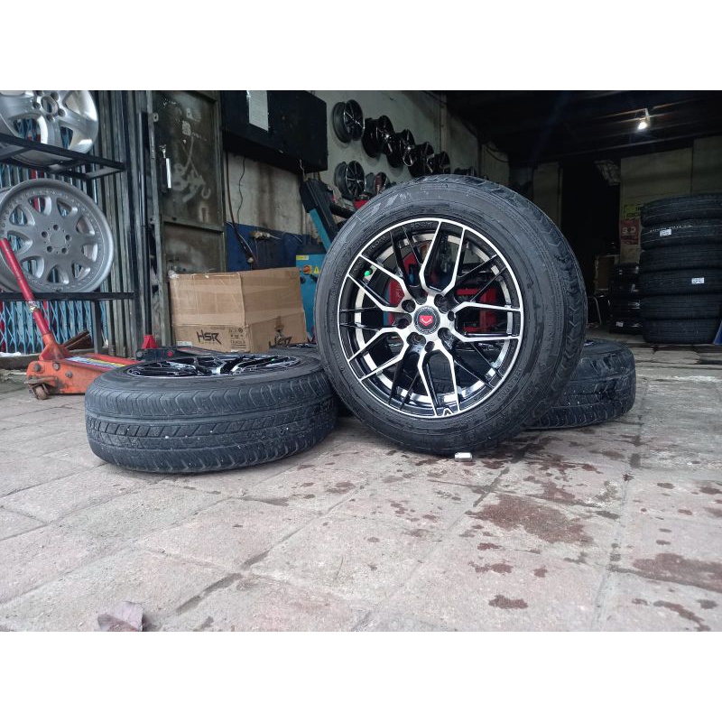 VELG SEKEN BEKAS COPOTAN MOBIL RING 15 TYPE VOSSEN BAUT 8 PCD 100 DAN 114,3 ET 35 + BAN DUNLOP 175 6