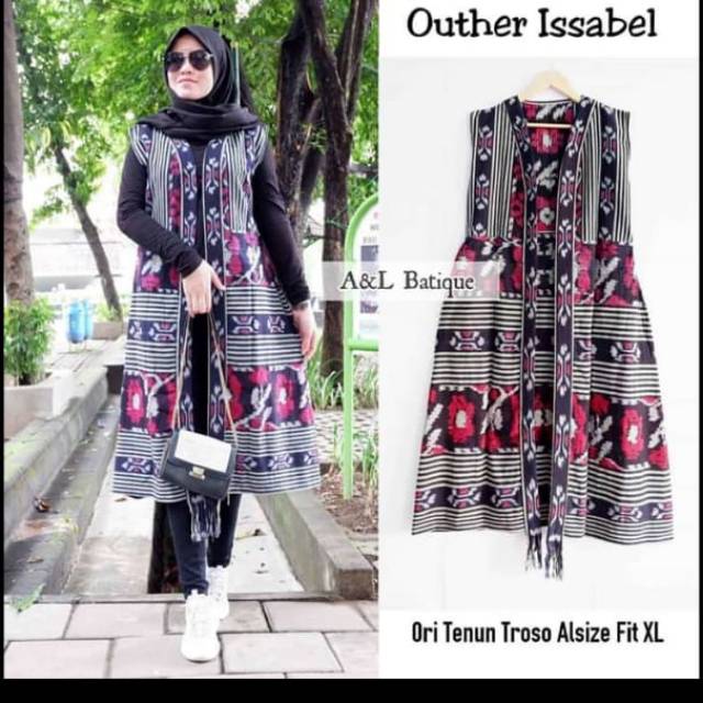 Outher tenun motif mawar teratai original A+