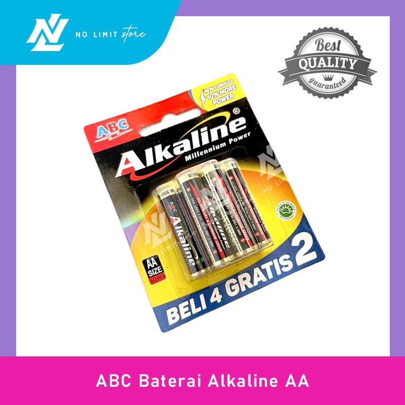 Baterai ABC Alkaline AA isi 6 pcs / 4+2 / A2