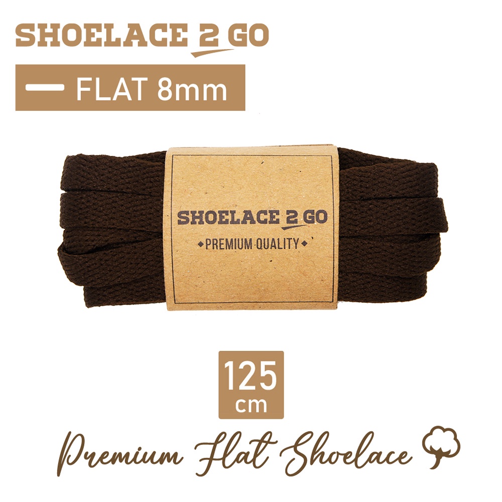 SHOELACE 2 GO PREMIUM TALI SEPATU GEPENG PIPIH FLAT C3 - DARK BROWN - 125CM