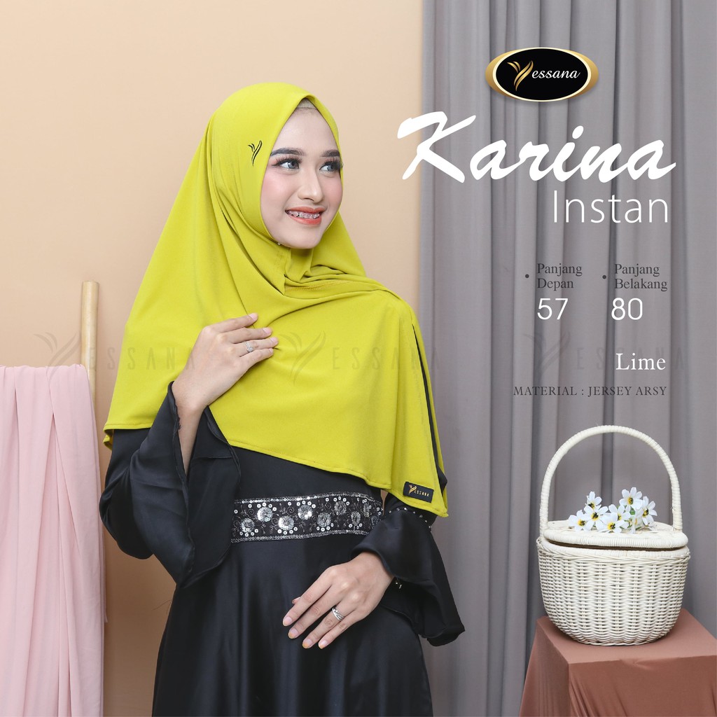 Karina Jilbab segi empat instan Yessana Hijab bahan Jersey Arsy Ori Murah