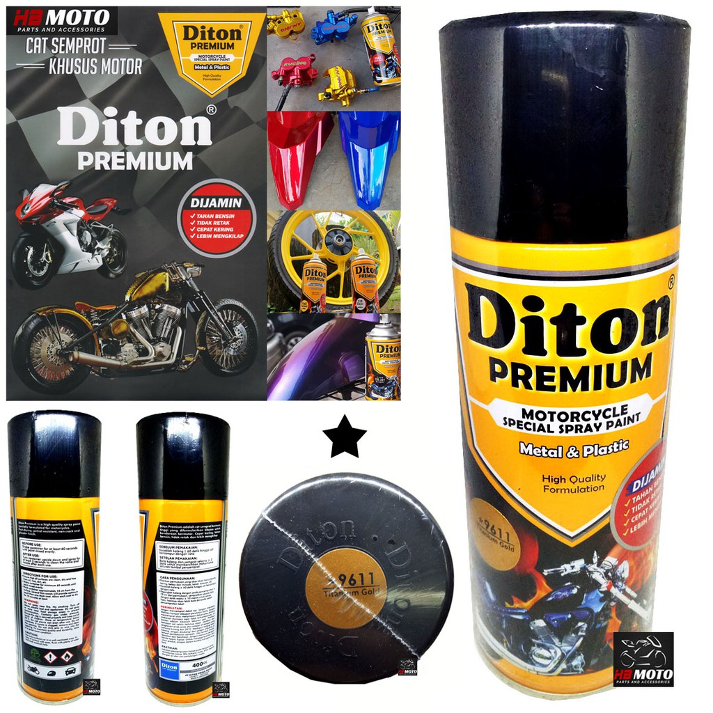 9611 Cat Semprot Diton Premium * 9611 Titanium Gold ISI 400 CC/Cat Semprot Motor/Cat Pilok Diton
