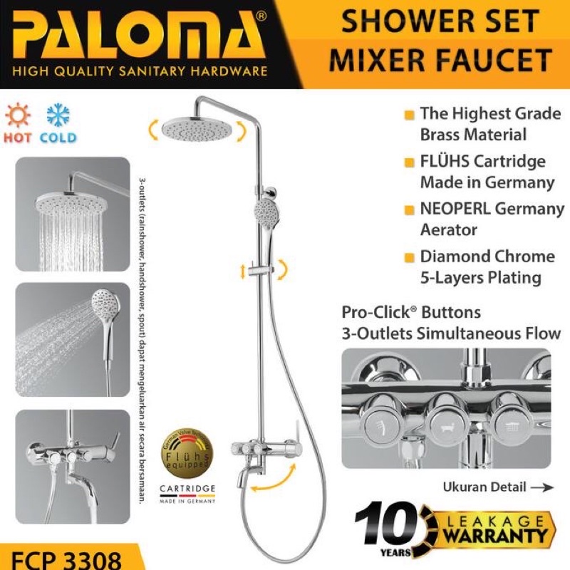 PALOMA FCP 3308 KERAN SHOWER TIANG PANAS DINGIN PROCLIK KRAN MIXER