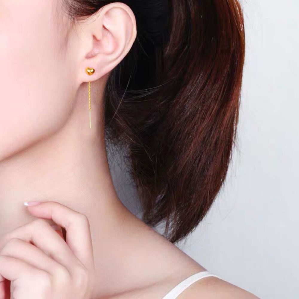 Anting Titanium Wanita Anti Karat Hati Lapis Emas 18K Aksesoris Perhiasan