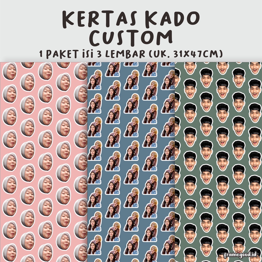 

(COD) KERTAS KADO CUSTOM GLOSSY TEBAL (A3+) CUSTOM PAKAI FOTO SENDIRI FOTO IDOLA 32X48 CM