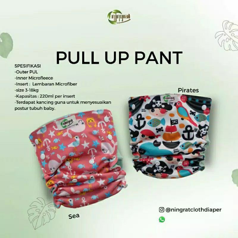 Clodi Ningrat Pull Up pant 3 - 17kg Popok Kain Popok Cuci Ulang Bayi Anak Insert terpisah Diaper Pempers kain