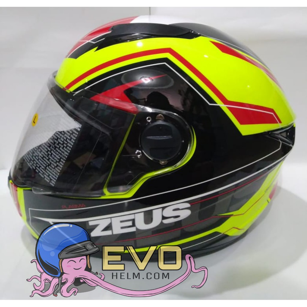 HELM ZEUS FULL FACE ZS-811 FLUO YELLOW / AL 5 RED - FREE SMOKE VISOR  ORIGINAL ( ONGKIR 2KG )