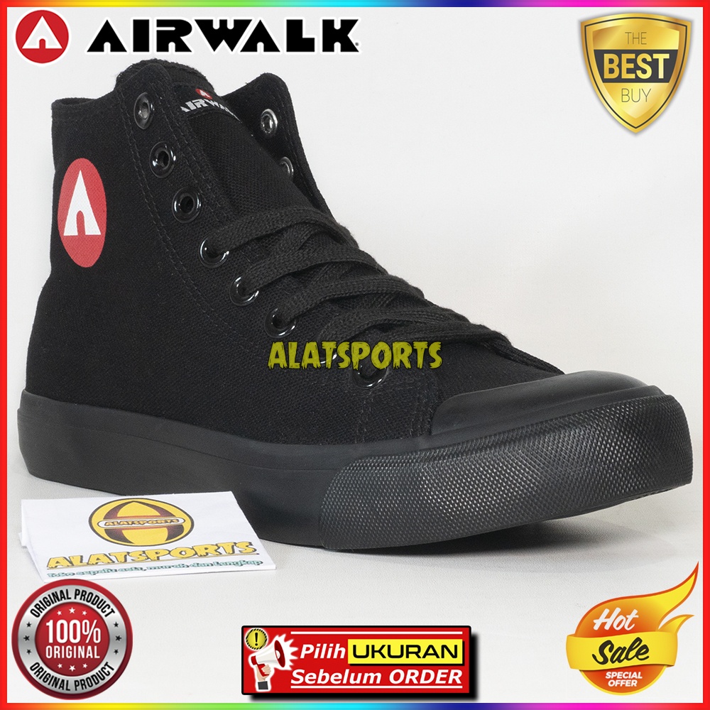 Airwalk Basic Canvas Hi AIW17CV0153  - Black Sepatu Sneaker Pria Original