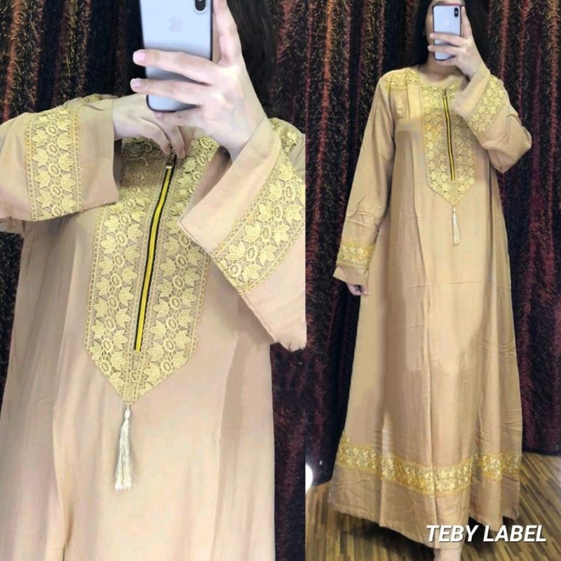 DASTER ARAB JUMBO RENDA SAFANA TP-Coklat susu