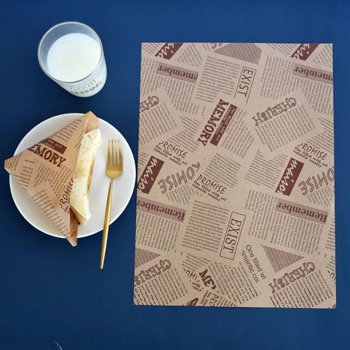 

uyTS54D Kertas Minyak Makanan Oilproof Set Desain (25 Kertas/Set) - Text Cokelat D5Sbtc