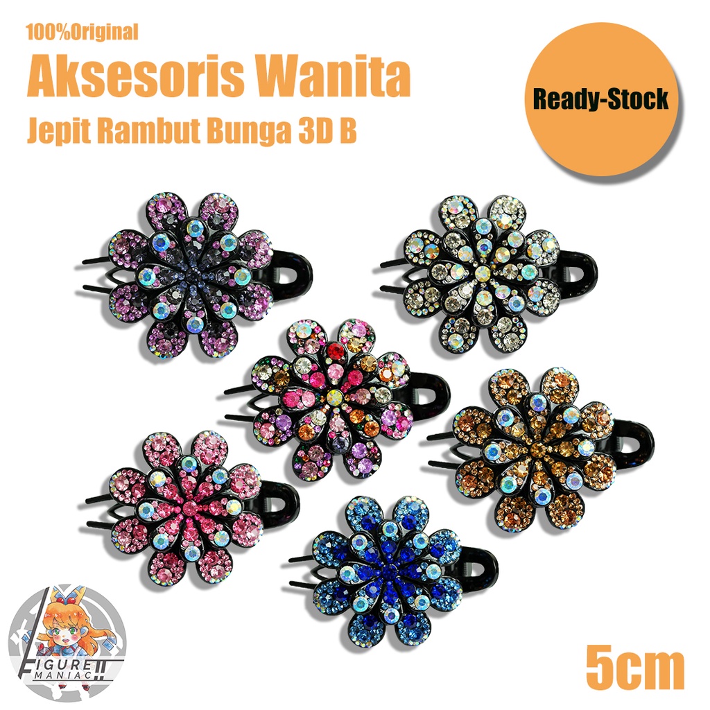 Aksesoris Wanita Jepit Rambut Bunga Motif Premium Model B Import