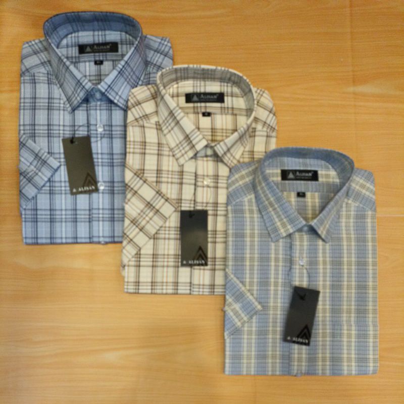 Kemeja Alisan Motif Kotak Pendek Reguler