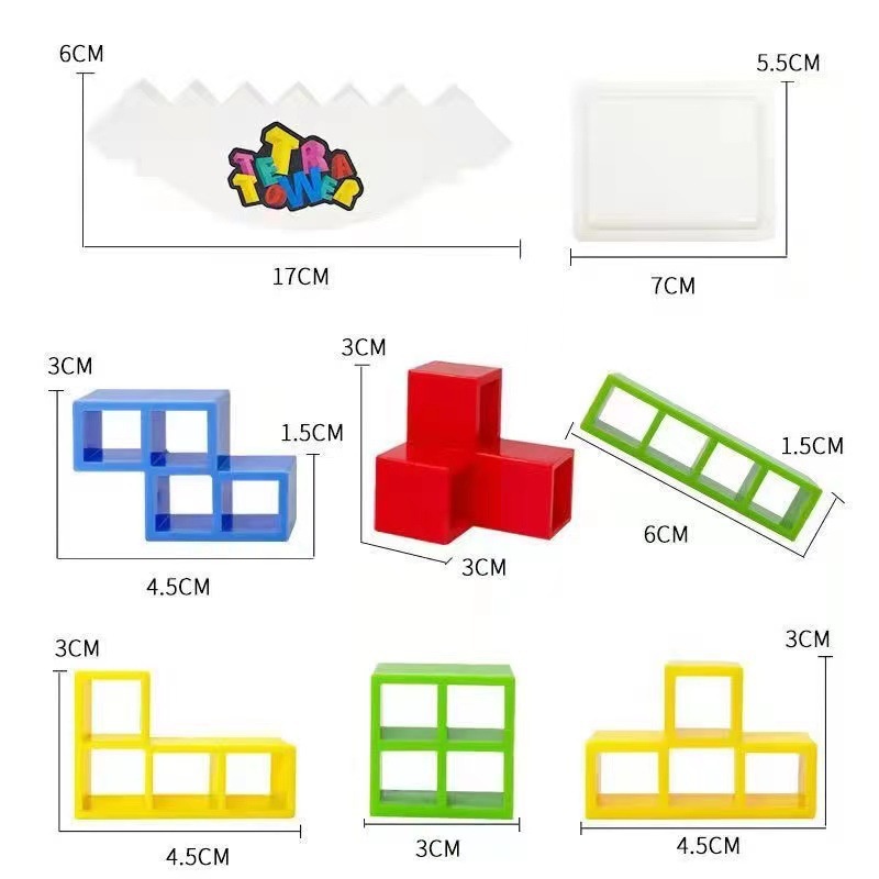 Mainan Puzzle Balok Bangunan Menara Tetra Tetris Balance DIY Untuk Anak