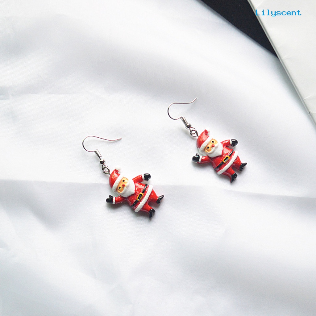 1 Pasang Anting Kait Gantung Desain Kartun Topi Santa Claus Untuk Wanita