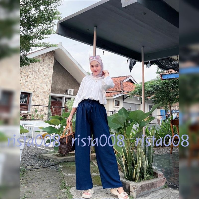 Cullotes Airflow Crinkle Celana Kulot Panjang Outfit Remaja Ootd Kekinian Terlaris Termurah