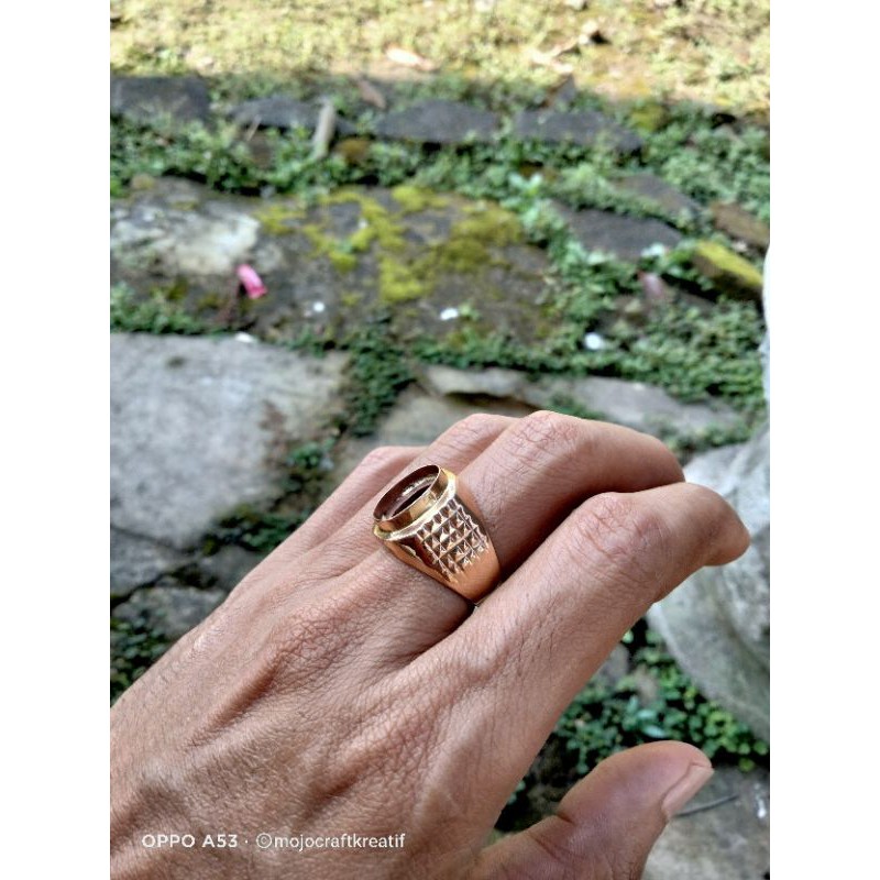 cincin emban swasa segidelapan ukir kotak kecil