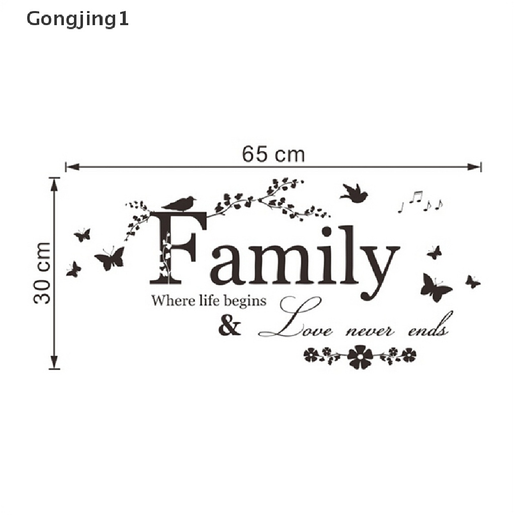 Gongjing1 Family Stiker Dinding Motif Tulisan Quotes Bahan Vinyl Untuk Dekorasi Rumah