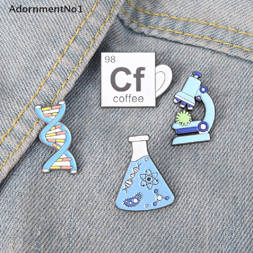 (AdornmentNo1) 1pc Bros / Pin Bahan Metal Desain Mikroskop / Beaker / DNA / Biologi Untuk Aksesoris Pakaian