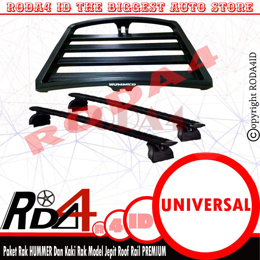 Paket Rak Bagasi Atas HUMMER dan Kaki Rak Jepit Roof Rail PREMIUM