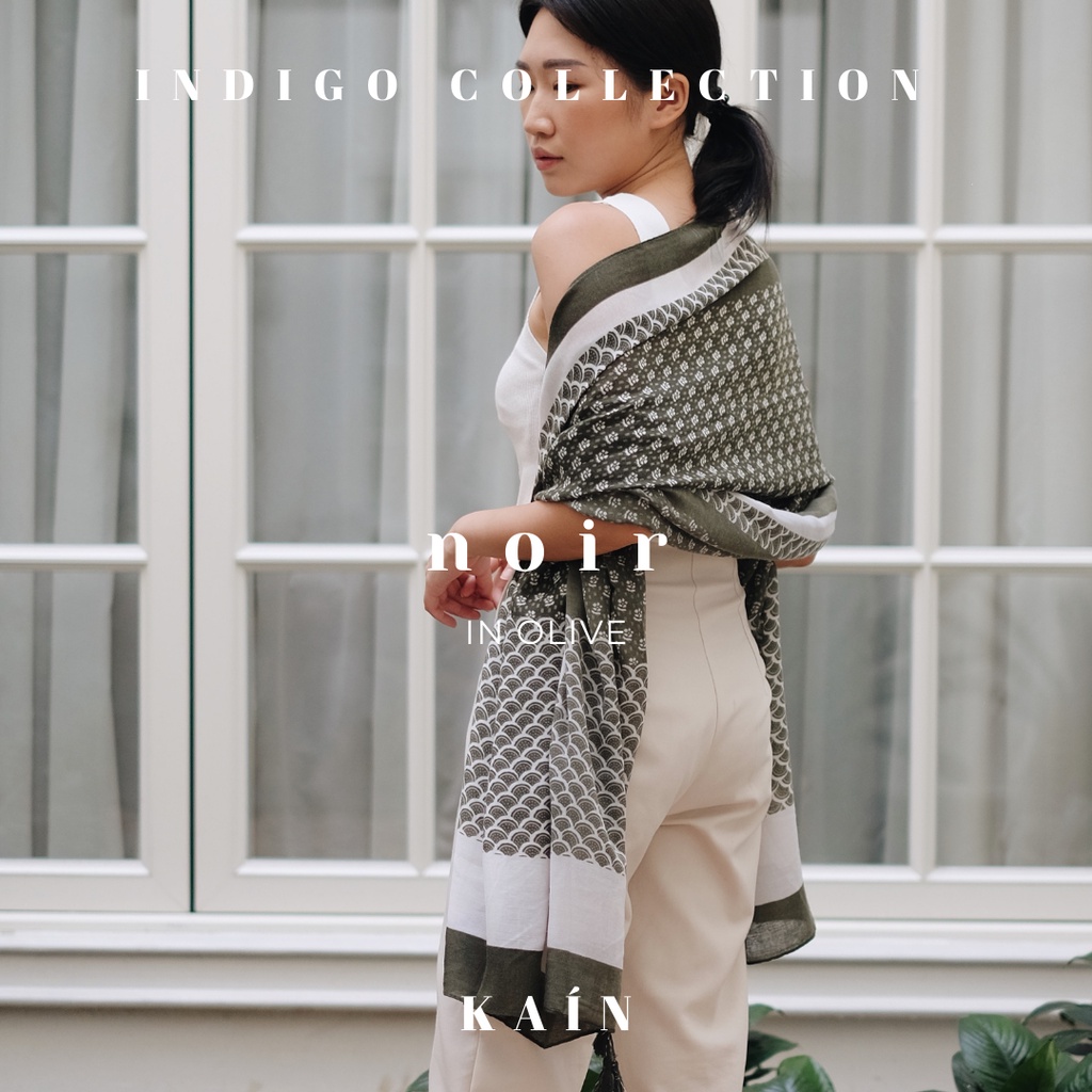 SHOPKAIN Noir Shawl in Olive - Indigo Collection