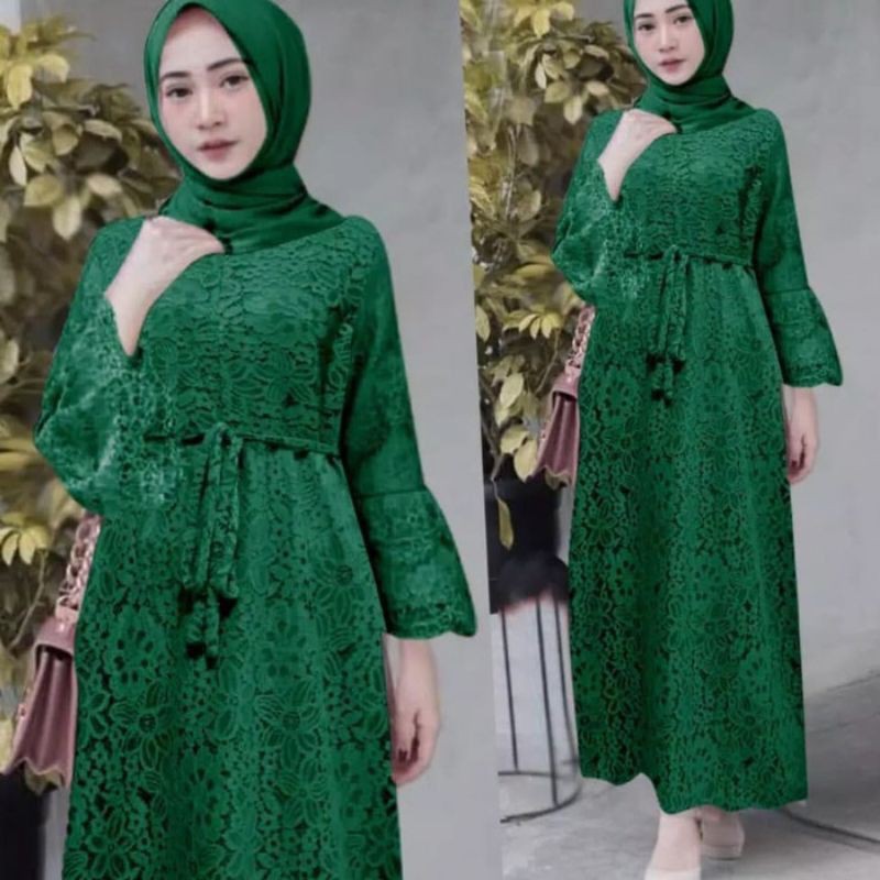 MAXI YASINA/GAMIS FULL BRUKAT/MAXI DRESS BRUKAT/GAMIS PESTA-Hj Botol